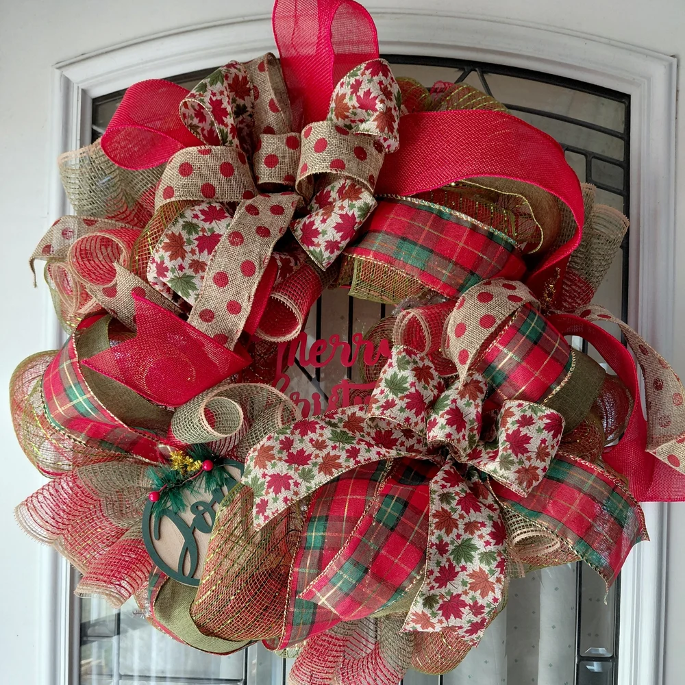 Festive Red and Green Holiday Wreath